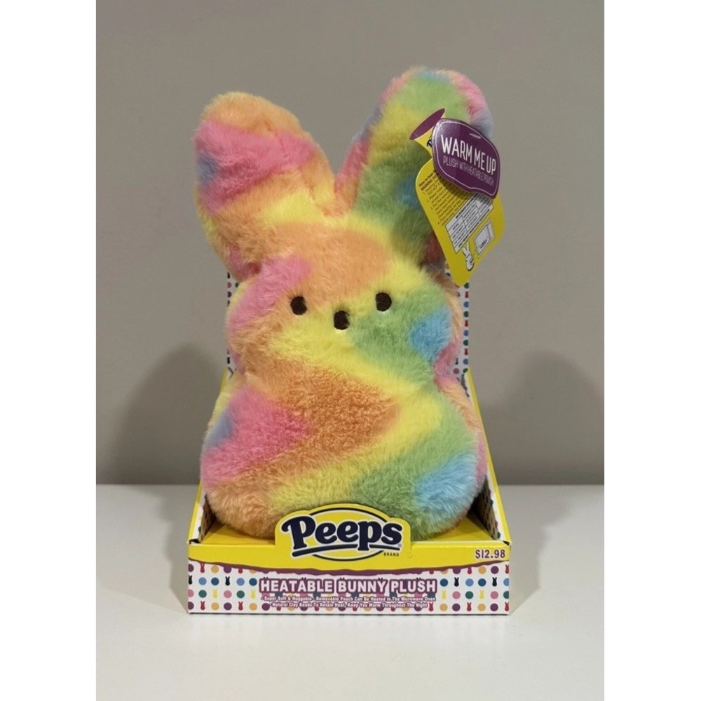 Peeps Heatable Bunny Plush Rainbow 12" Easter Stuffed Rabbit Birthday Party Gift